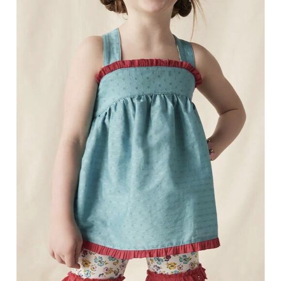 Matilda Jane Full of Wonder Girls 10 Criss Cross Ruffle Tank Top Blue Pink NWOT - Picture 1 of 8